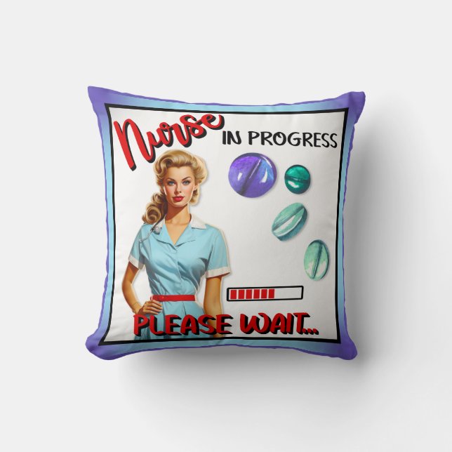 Cojín Decorativo Enfermera Nostálgica Cute En Curso (Anverso)