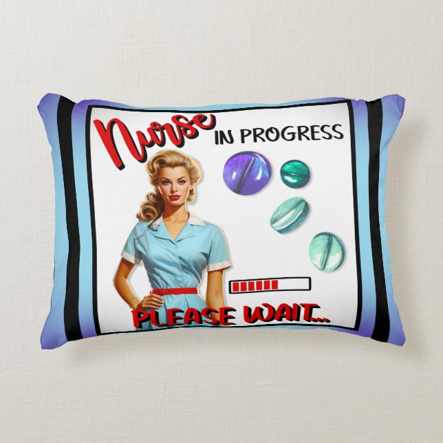 Cojín Decorativo Enfermera Nostálgica Cute En Curso (Anverso)