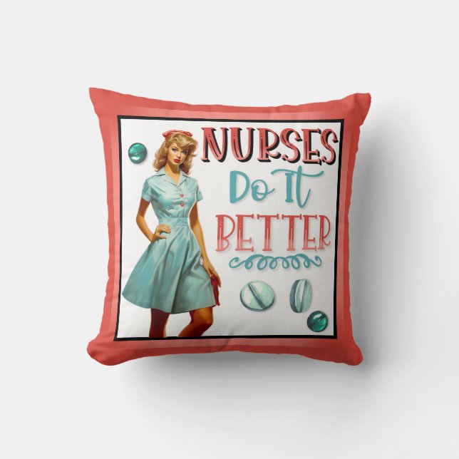 Cojín Decorativo Enfermera Nostálgica Cute Enfermeras De Pinup Lo H (Anverso)