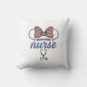 Cojín Decorativo Enfermera registrada Bow Stethoscope Gráfico Vinta