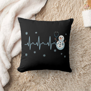 Cojín Decorativo Enfermera Ritmo Cardíaco Muñeco de Nieve Navidad 