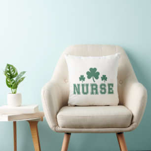 Cojín Decorativo Enfermera St. Patrick's Day Clover