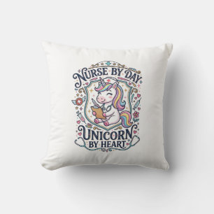 Cojín Decorativo Enfermera Unicornio de Día Unicornio de Corazón Fo