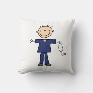 Cojín Decorativo Enfermero de palitos masculino - Azul