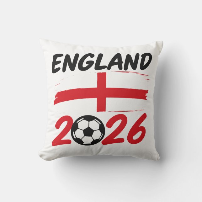 Cojín Decorativo England 2026 Soccer Fan Design, Cross and Football (Anverso)