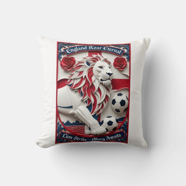 Cojín Decorativo England Lion Strike Soccer, Football Pride Gift (Anverso)