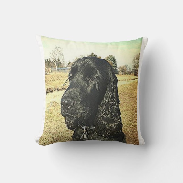 Cojín Decorativo English_Cocker_Spaniel.png negro (Anverso)