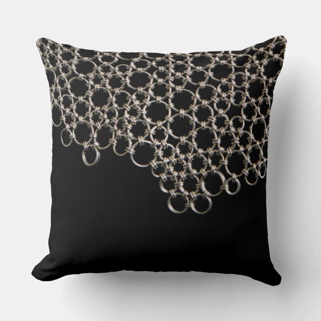 Cojín Decorativo Enlaces de Chainmail Negro (Anverso)