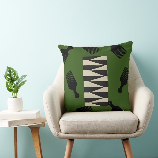 Cojín Decorativo Enojo afro verde (Silla)