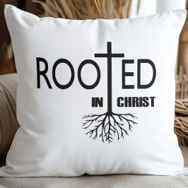 Cojín Decorativo Enraizado En Cristo Cruz Elegante Blanco Negro Fe