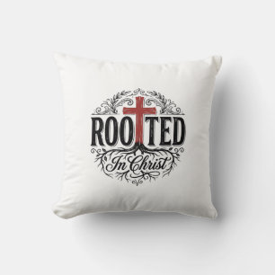 Cojín Decorativo Enraizado en Cristo Diseño de Cruz Cristiana Vinta