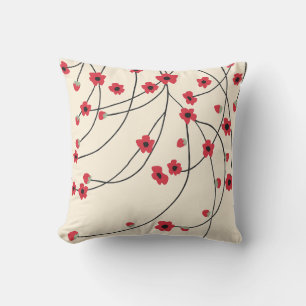 Cojín Decorativo Enredo en Flor Carmesí Rojo Cálido Vainilla
