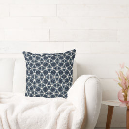 Cojín Decorativo Enrejado de Flor de Nieve Índigo