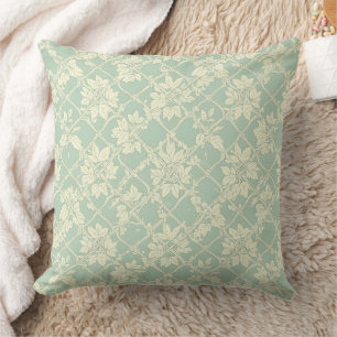Cojín Decorativo Enrejado vintage azul verdoso con vid botánica