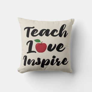 Cojín Decorativo Enseñar Amar Inspirar Cita de Profesor Apple Escue