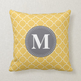 Cojín Decorativo Entramado marroquí monogramado en amarillo / gris