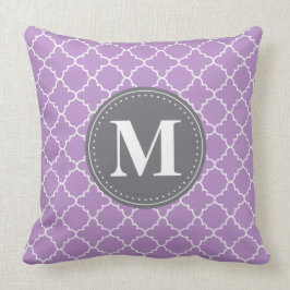 Cojín Decorativo Entramado marroquí monogramado en Lilac / Gris