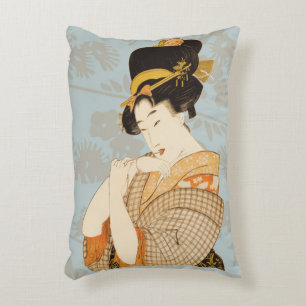 Cojín Decorativo Entretenedora vintage japonesa de geisha en kimono