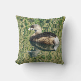 Cojín Decorativo Entusiasta de pájaro Cute Grebe Reflejo de Agua Na
