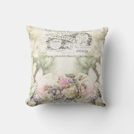 Cojín Decorativo Ephemera floral y publicitaria victoriana