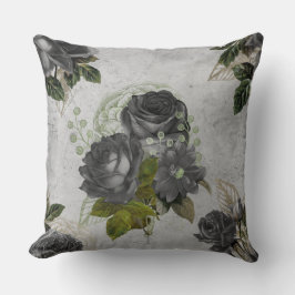 Cojín Decorativo Ephemera negro y verde