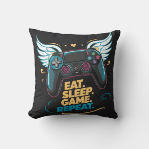 Cojín Decorativo Epic Gaming Gear. Come. Duerme. Juego. Repite. Win