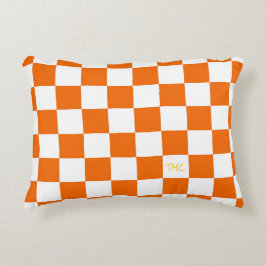 Cojín Decorativo Equipo blanco Naranja de Sports Checkerboard INITI