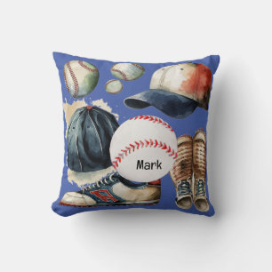 Cojín Decorativo Equipo de béisbol de fondo azul