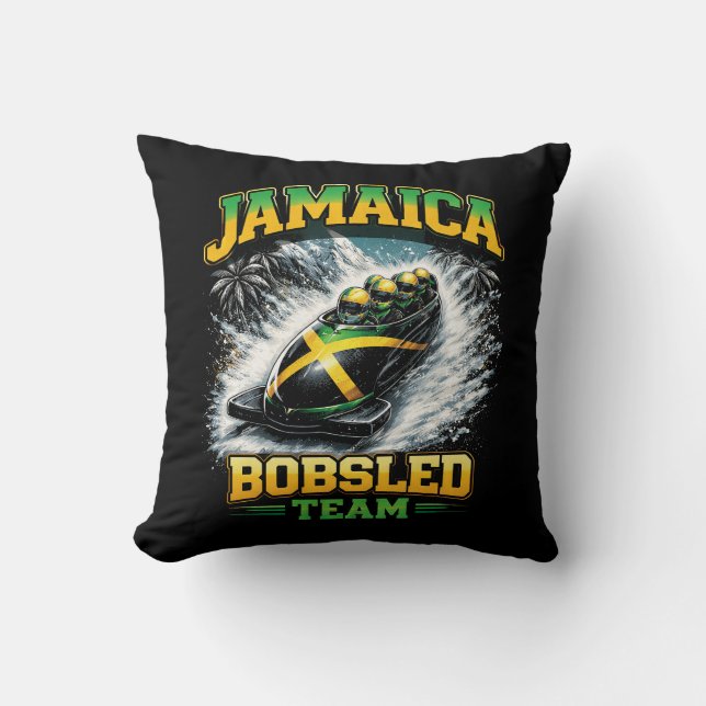 Cojín Decorativo Equipo de Bobsleigh de Jamaica (Anverso)