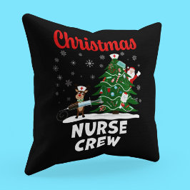 Cojín Decorativo Equipo de enfermeras de Navidad con Santa y renos