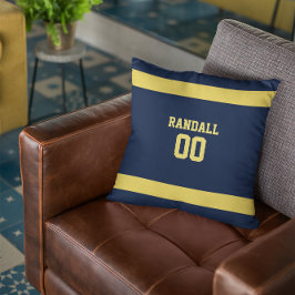 Cojín Decorativo Equipo de fútbol azul y oro personalizado