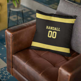 Cojín Decorativo Equipo de fútbol de oro y negro personalizado