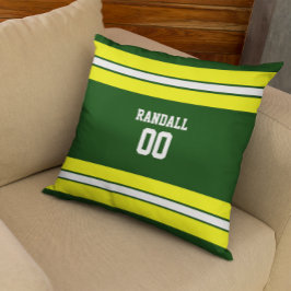 Cojín Decorativo Equipo de fútbol verde y amarillo personalizado