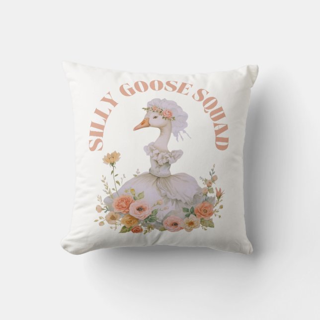 Cojín Decorativo Equipo de Gansa Tonta Soltera Divertido Bridal (Anverso)