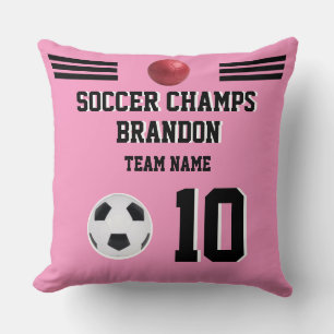 Cojín Decorativo equipo de jugadores de fútbol campeones rosados fo