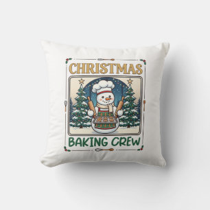 Cojín Decorativo Equipo de Repostería Navideña Muñeco de Nieve Chef