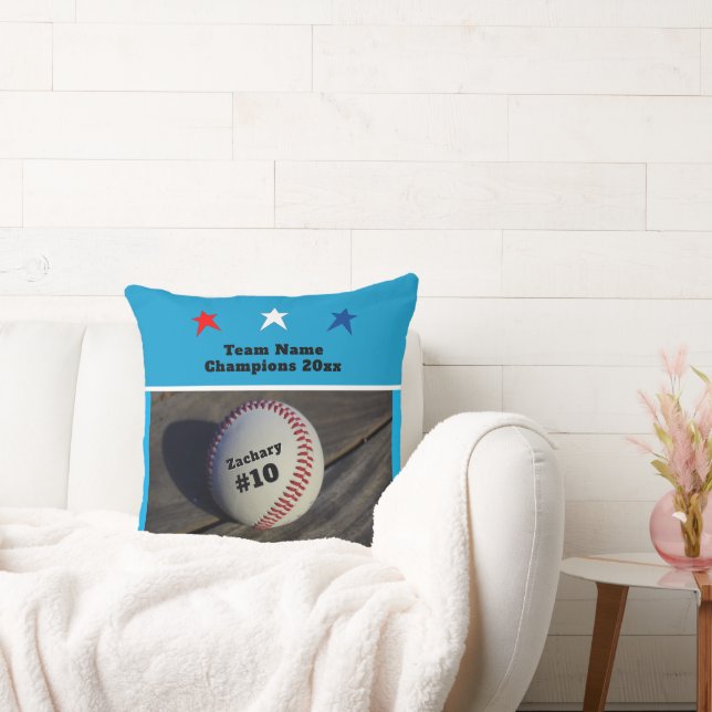 Cojín Decorativo Equipo juvenil de béisbol Nombre número de estrell (Sofá)