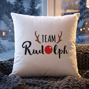 Cojín Decorativo Equipo Rudolph - Reno de Nariz Roja de Fiesta