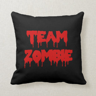 Cojín Decorativo Equipo Zombie Sangre Roja sobre Negro