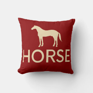 Cojín Decorativo Equitación reversible de caballos de color rojo y 