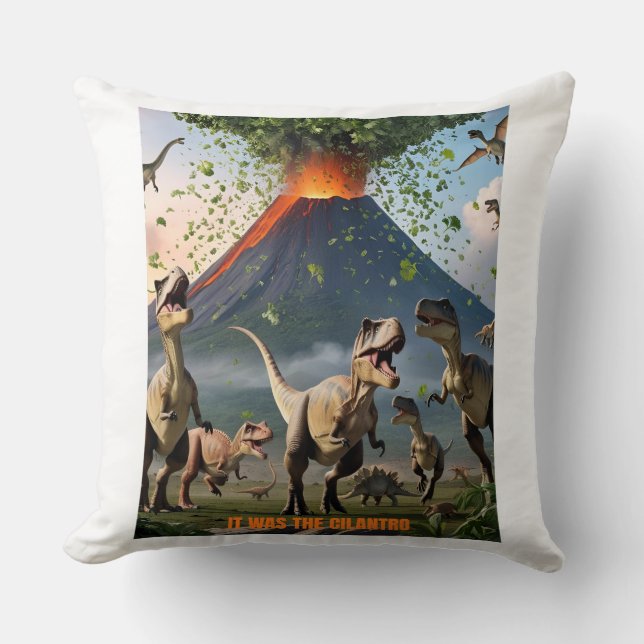 Cojín Decorativo Era el Cilantro - Dinosaurio divertido (Anverso)