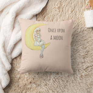 Cojín Decorativo Érase una vez una niña de la luna conejo