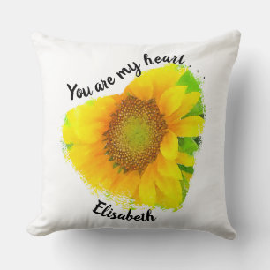 Cojín Decorativo Eres mi corazón . . . Cheery Yellow Sunflower