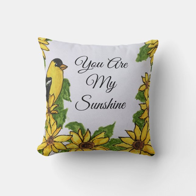 Cojín Decorativo Eres Mi Sunshine Happy Bird Sunflower (Anverso)