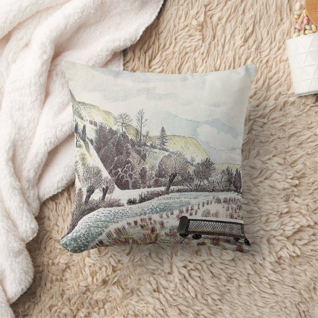 Cojín Decorativo Eric Ravilious - Nieve de Año Nuevo, (Manta)