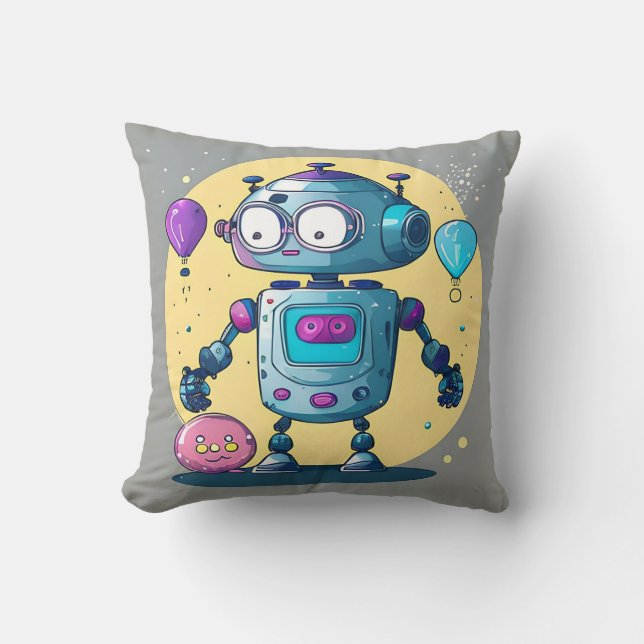 Cojín Decorativo Erik, el robot brillante (Anverso)