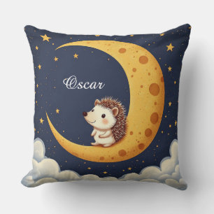 Cojín Decorativo Erizo Adorable Sentado En Una Luna Creciente