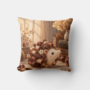 Cojín Decorativo Erizo de cinta de castaño Caluroso floral vintage