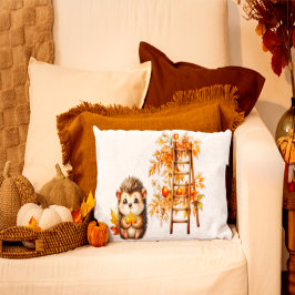 Cojín Decorativo Erizo de Otoño Adorable con Ilustración de Escaler