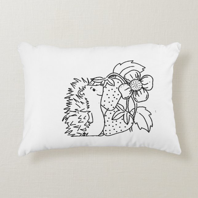 Cojín Decorativo Erizo y Fresas (Anverso)